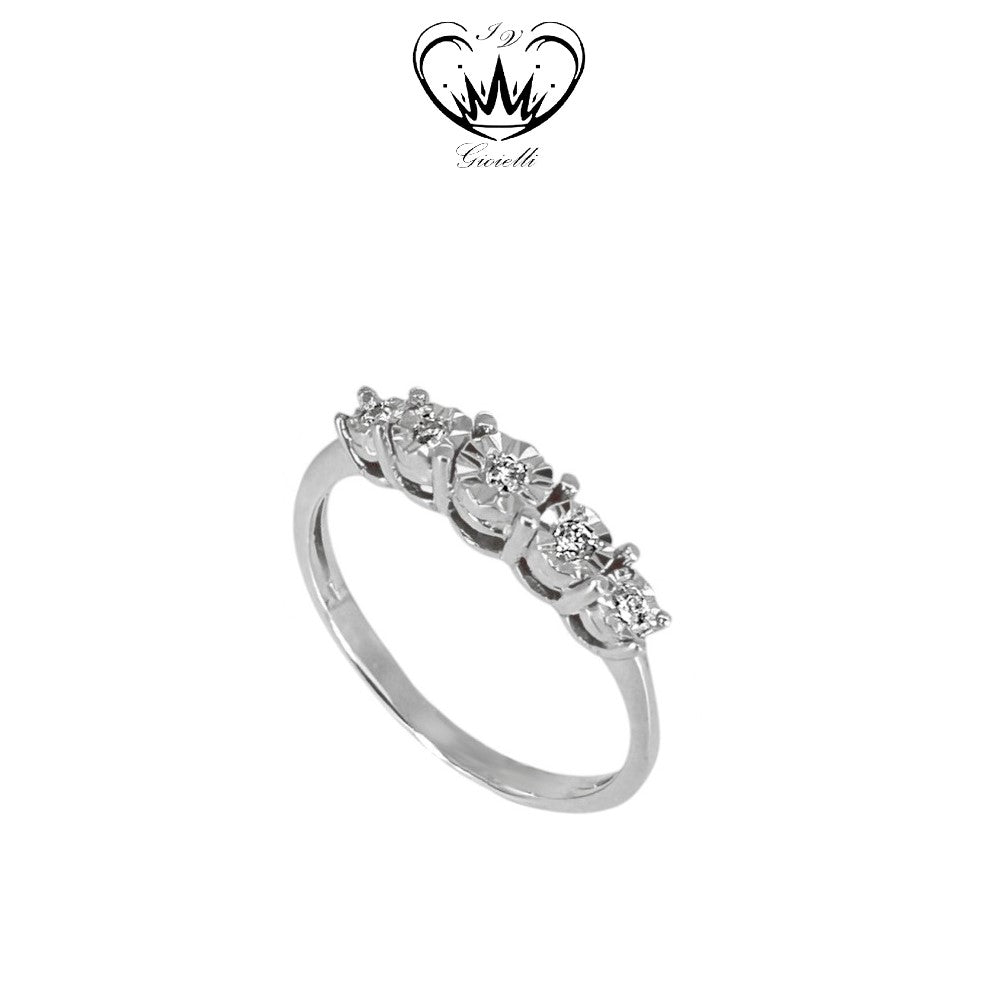 ANELLO RIVIERA 5 PIETRE GIOIELLI IV ct. 0,10  ref. 20661010