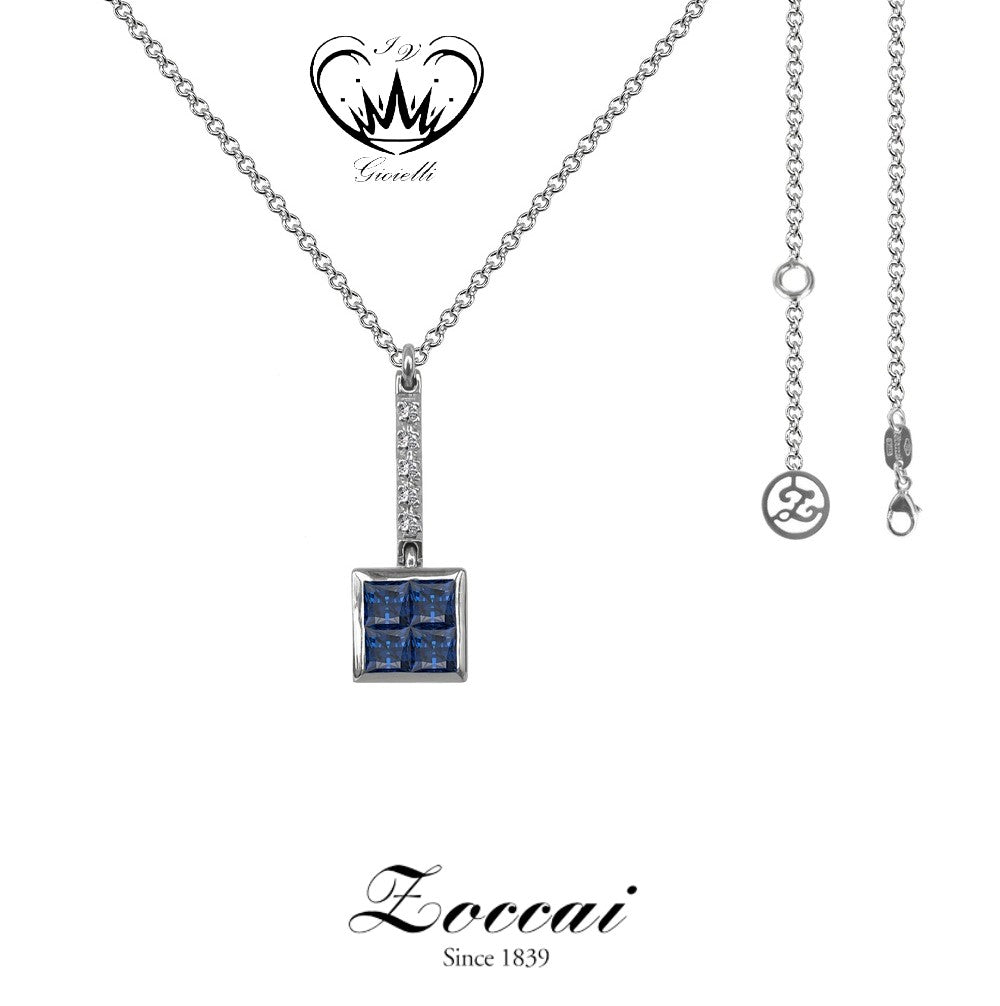 COLLANA ZOCCAI CON PENDENTE ZAFFIRI BLU E DIAMANTI ref. 21951010