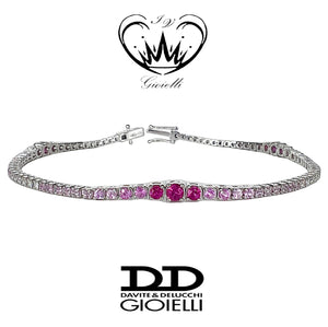 BRACCIALE TENNIS DD GIOIELLI ZAFFIRI ROSA  ref. BR002482ZR1