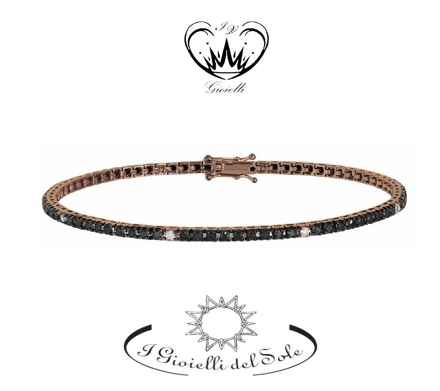 BRACCIALE TENNIS I GIOIELLI DEL SOLE DIAMANTI NERI  ref. BT2NB-184-19