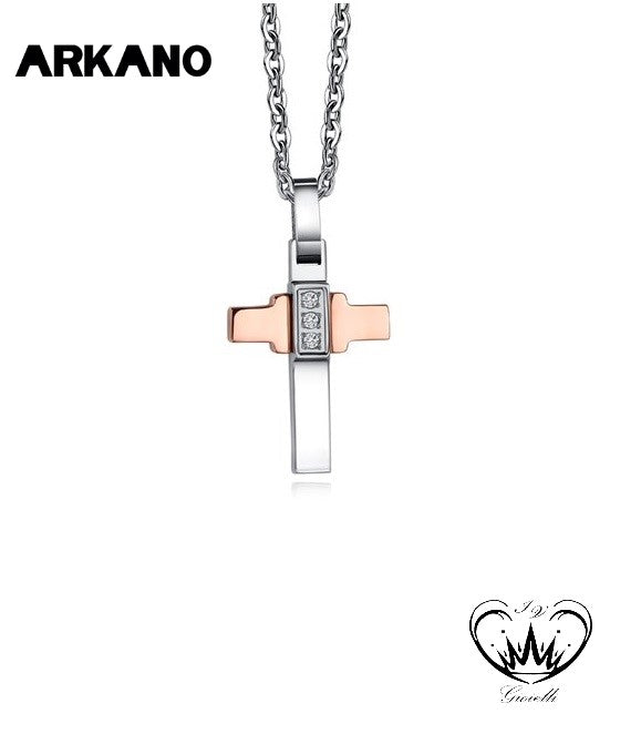 COLLANA CROCE ARKANO ACCIAIO ref.CRB05BR/B