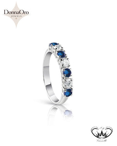 ANELLO CON ZAFFIRI BLU E DIAMANTI DONNA ORO ref.DAZ10169.009