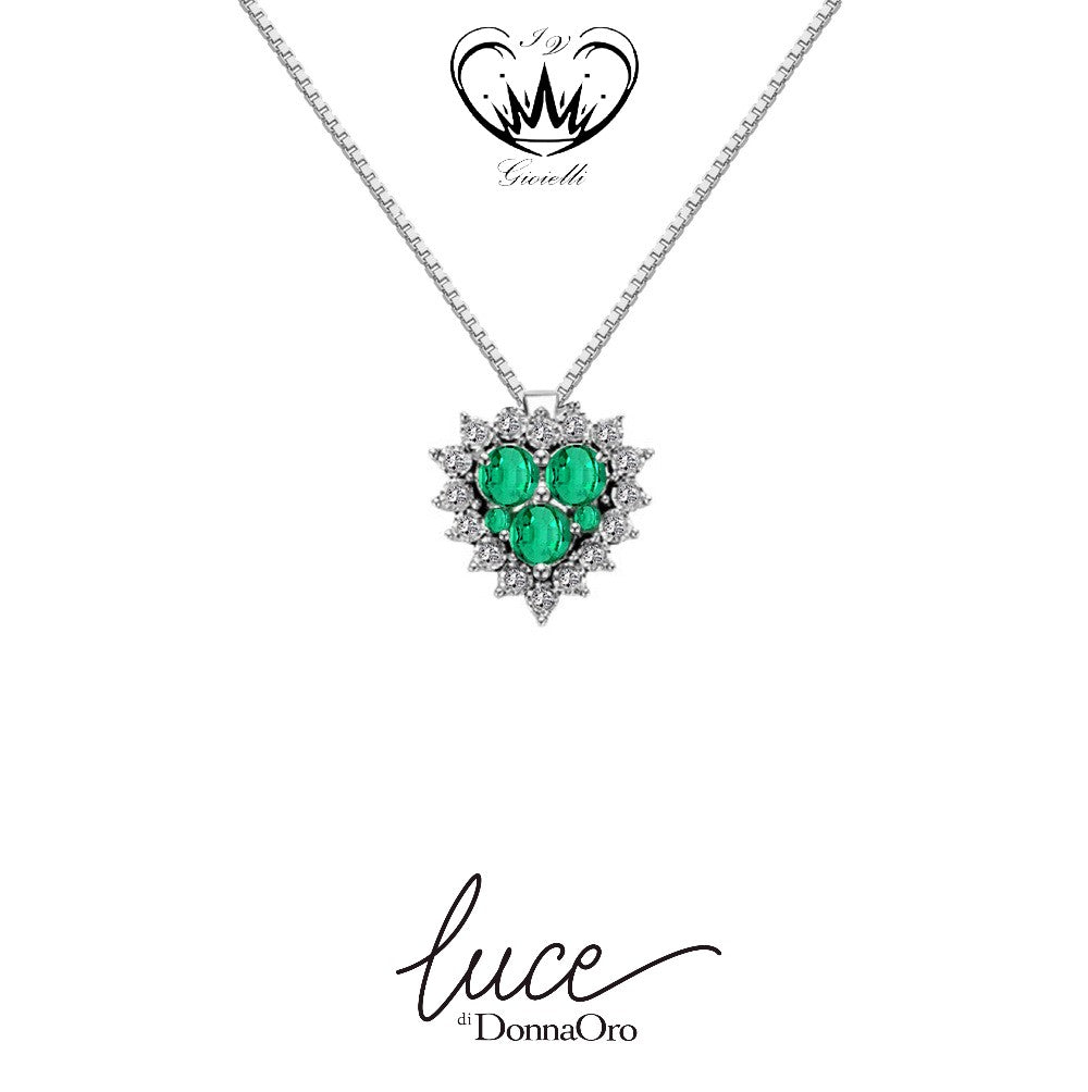 COLLANA CUORE SMERALDI DONNA ORO ref.DHPE9130.004