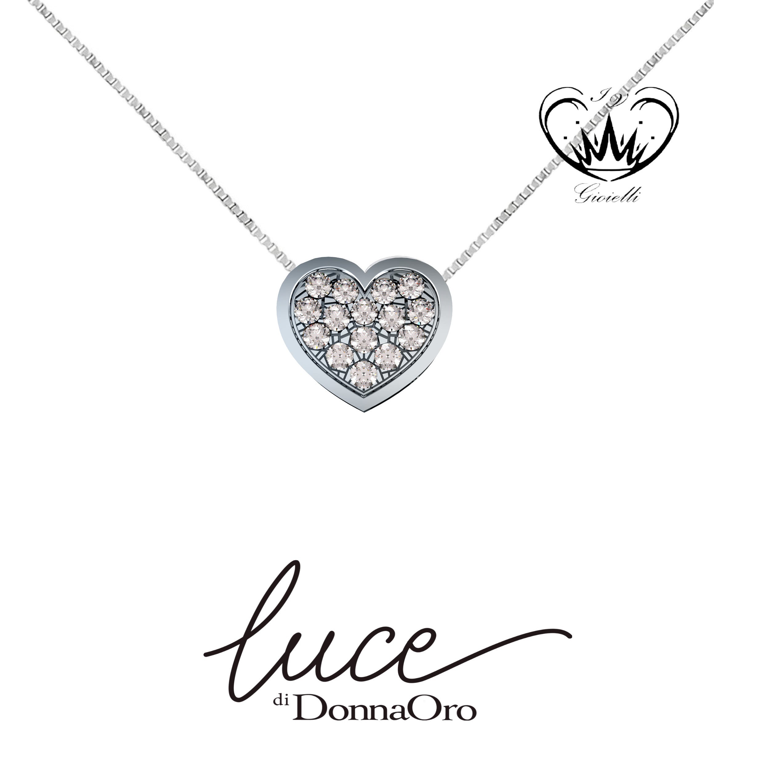 COLLANA  CUORE PAVEE DONNA ORO ct.0,05  ref.DHPF9416.005
