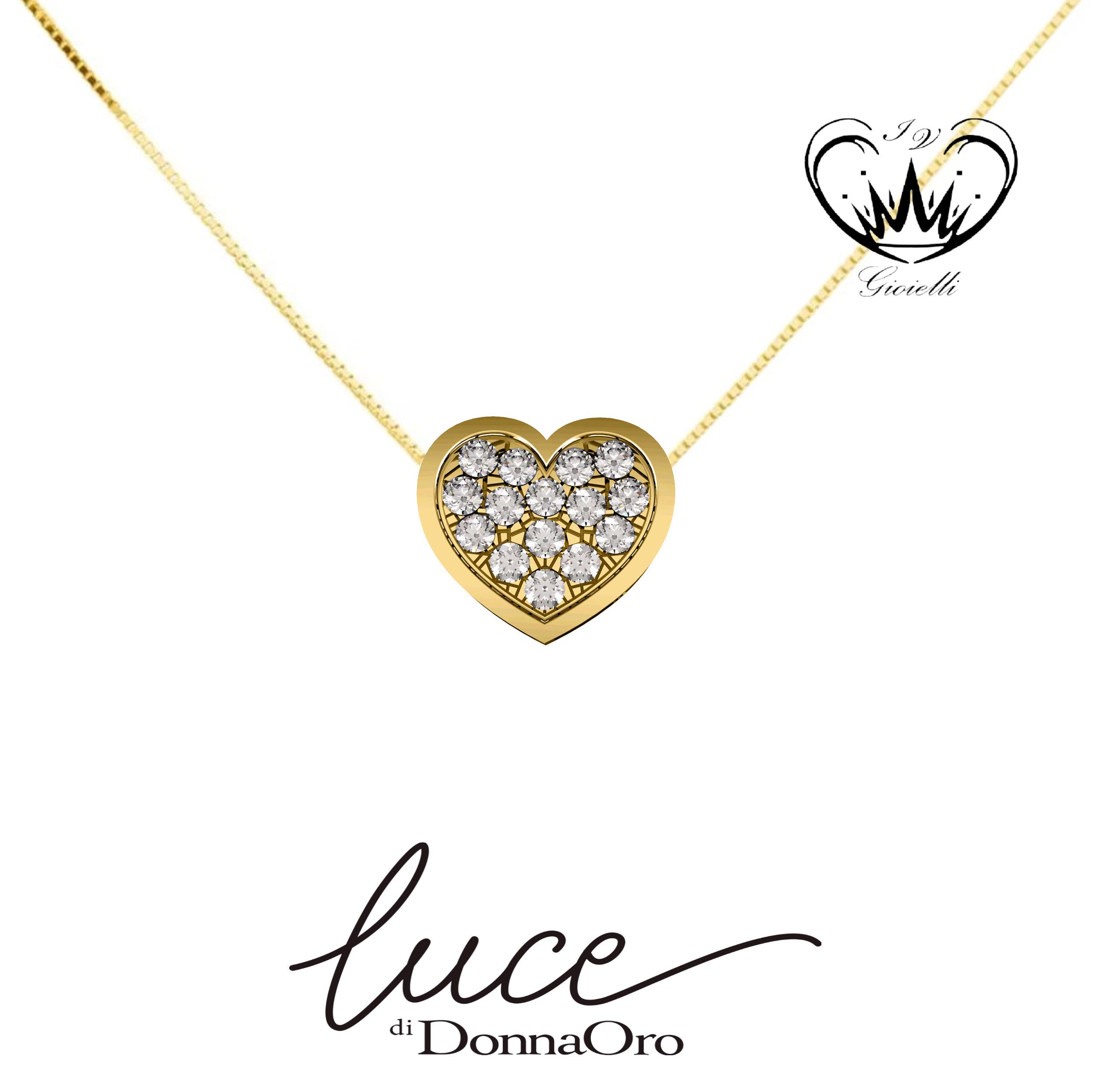 COLLANA  CUORE PAVEE DONNA ORO ct.0,05  ref.DHPF9416.005