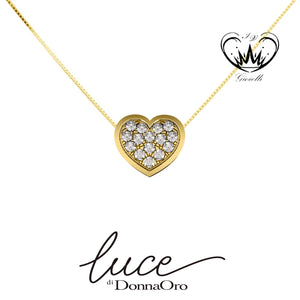 COLLANA  CUORE PAVEE DONNA ORO ct.0,05  ref.DHPF9416.005