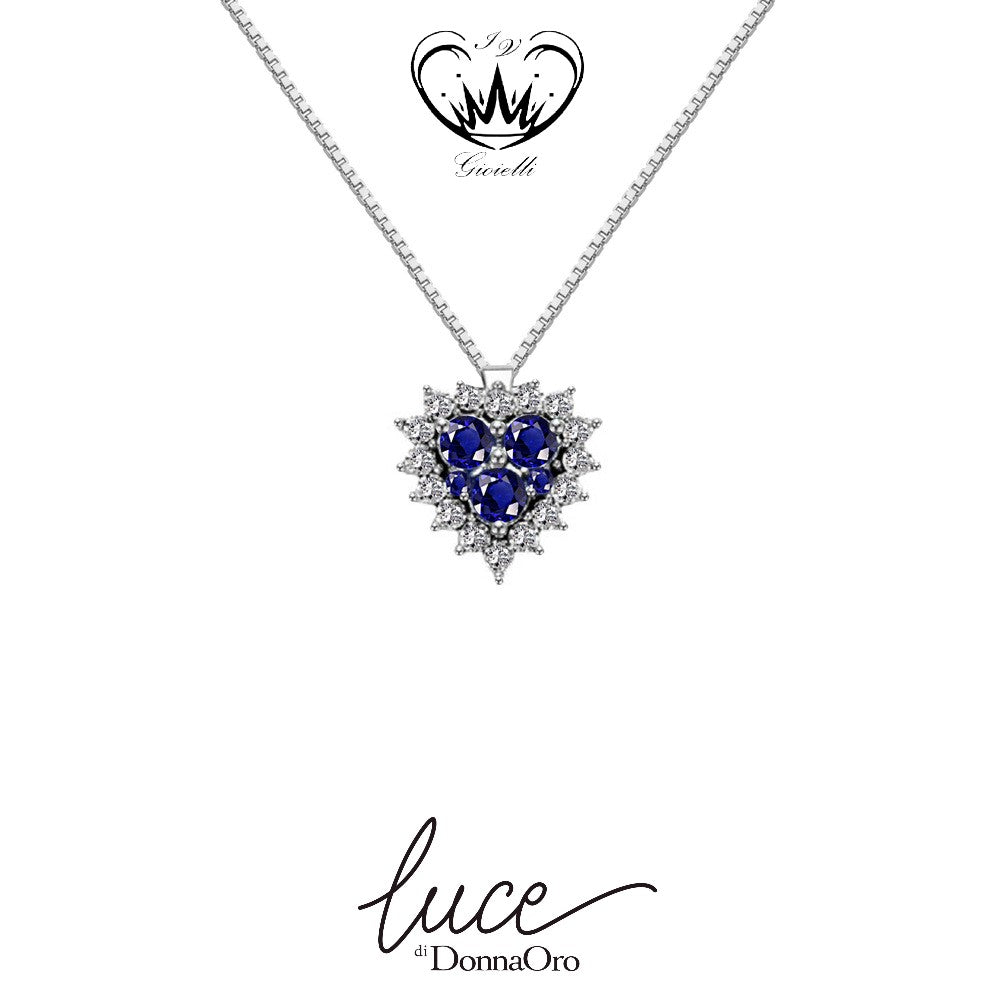 COLLANA CUORE ZAFFIRI BLU DONNA ORO ref.DHPZ9130.004