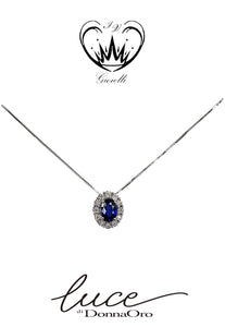 COLLANA CON ZAFFIRO BLU E DIAMANTI DONNA ORO ref.DHPZ9401.005