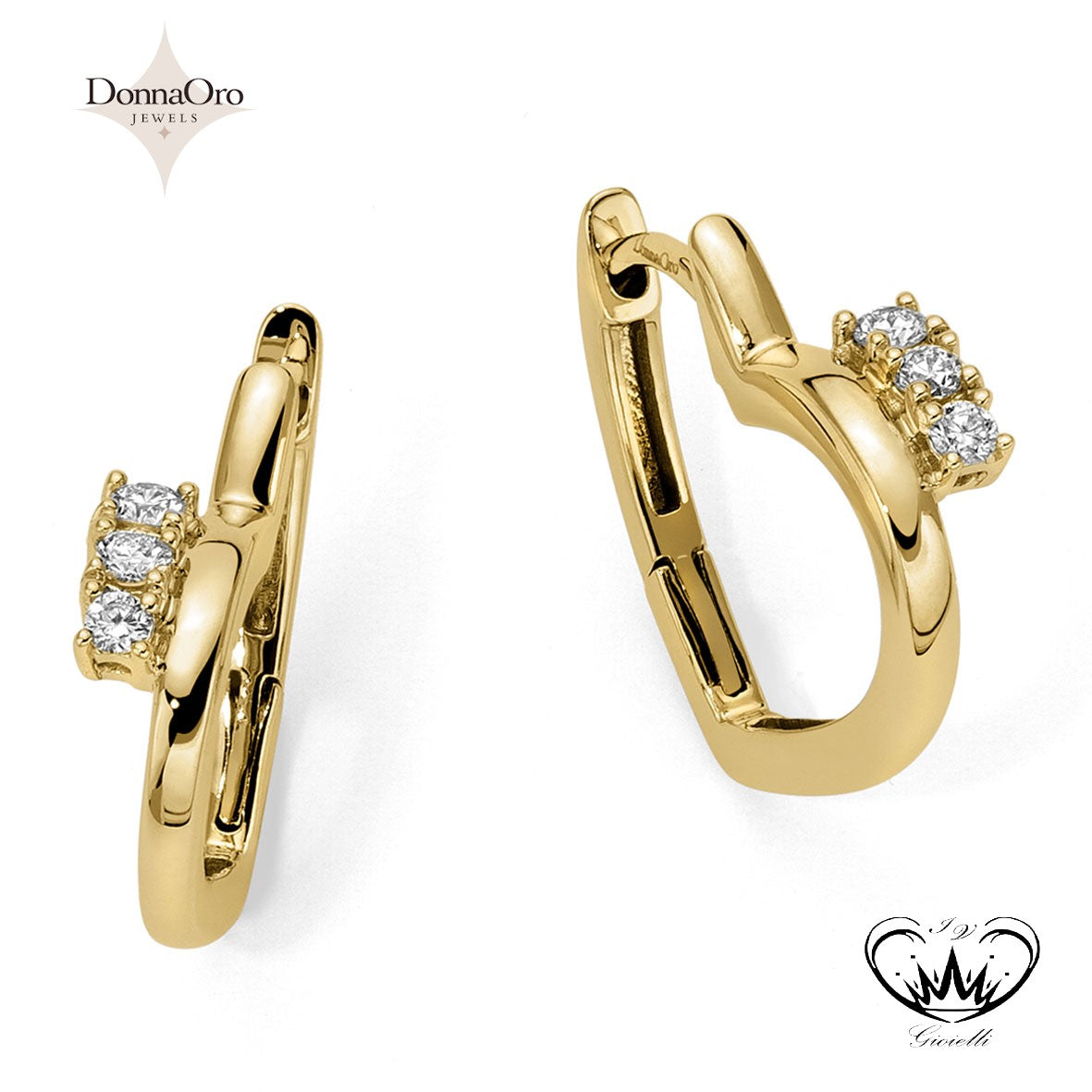 ORECCHINI CUORI DIAMANTI DONNA ORO ref.DOF11013.015