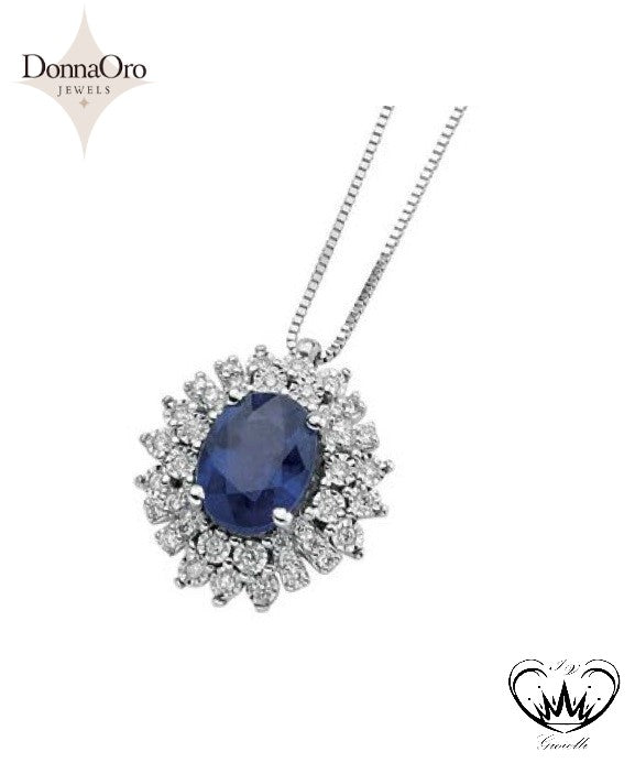 COLLANA CON ZAFFERI BLU E DIAMANTI DONNA ORO ref.DPZ10107.015