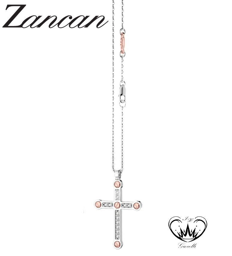 COLLANA ZANCAN CROCE E DIAMANTI ORO B 18KT ref.EC376BR