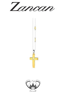 COLLANA ZANCAN CROCE E DIAMANTI ORO 18KT ref.EC814GB