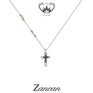 COLLANA ZANCAN CROCE ORO E DIAMANTI NERI ref.EC818BR