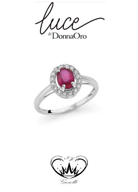 ANELLO CON RUBINO E DIAMANTI DONNA ORO ref.LAR12080.006