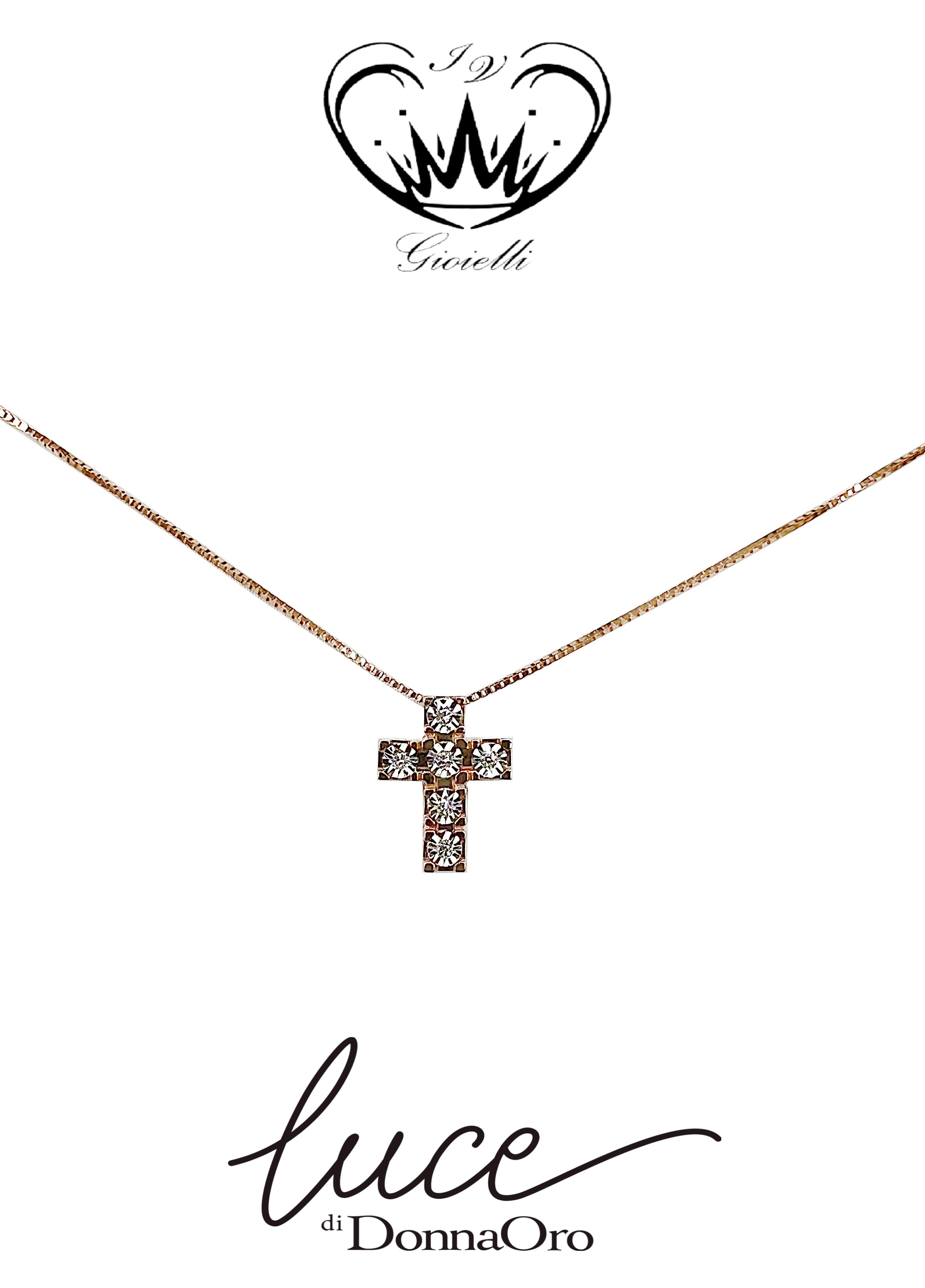 COLLANA CON CROCE DIAMANTI DONNA ORO ref.LPF10117.003