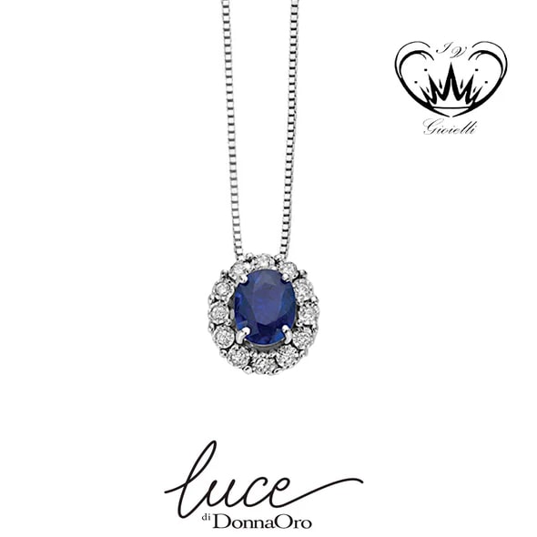 COLLANA CON ZAFFIRO BLU E DIAMANTI DONNA ORO ref.LPZ10094.006