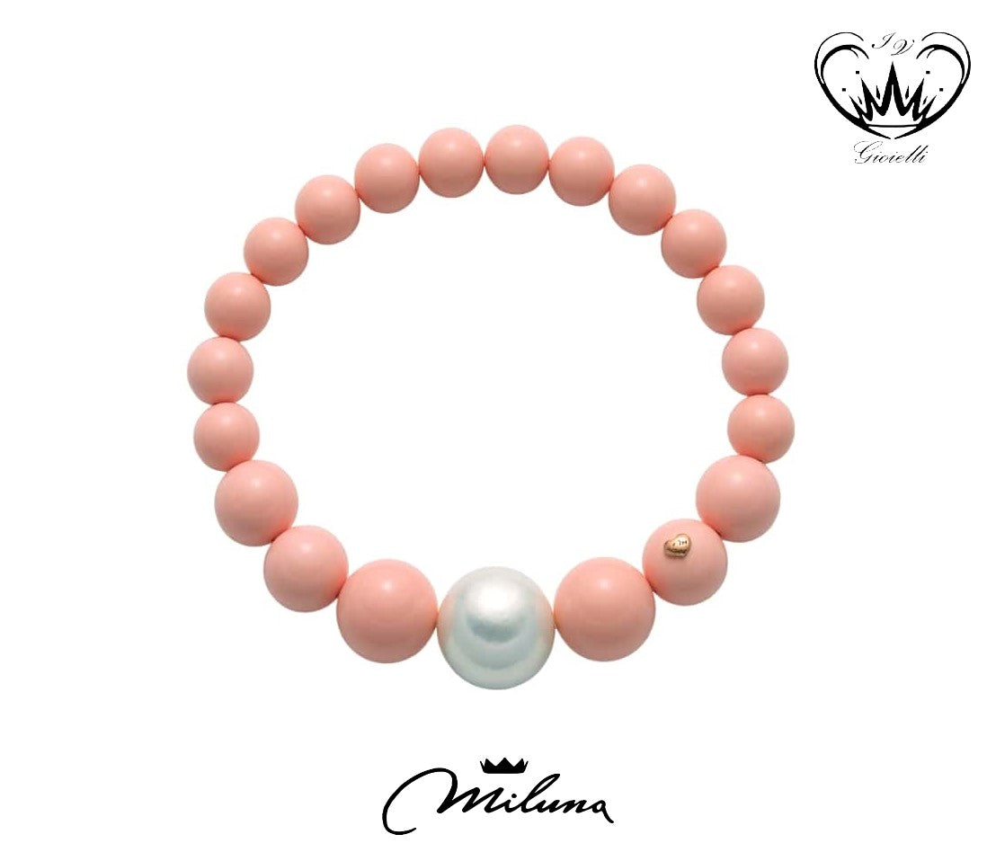 Braccialetto In Corallo Rosa Autentico - Perlone 8mm, Gioiello Elastico Da Donna, Fatto A Mano, Qualità AAA++ (WORLD WIDE GEMS)
