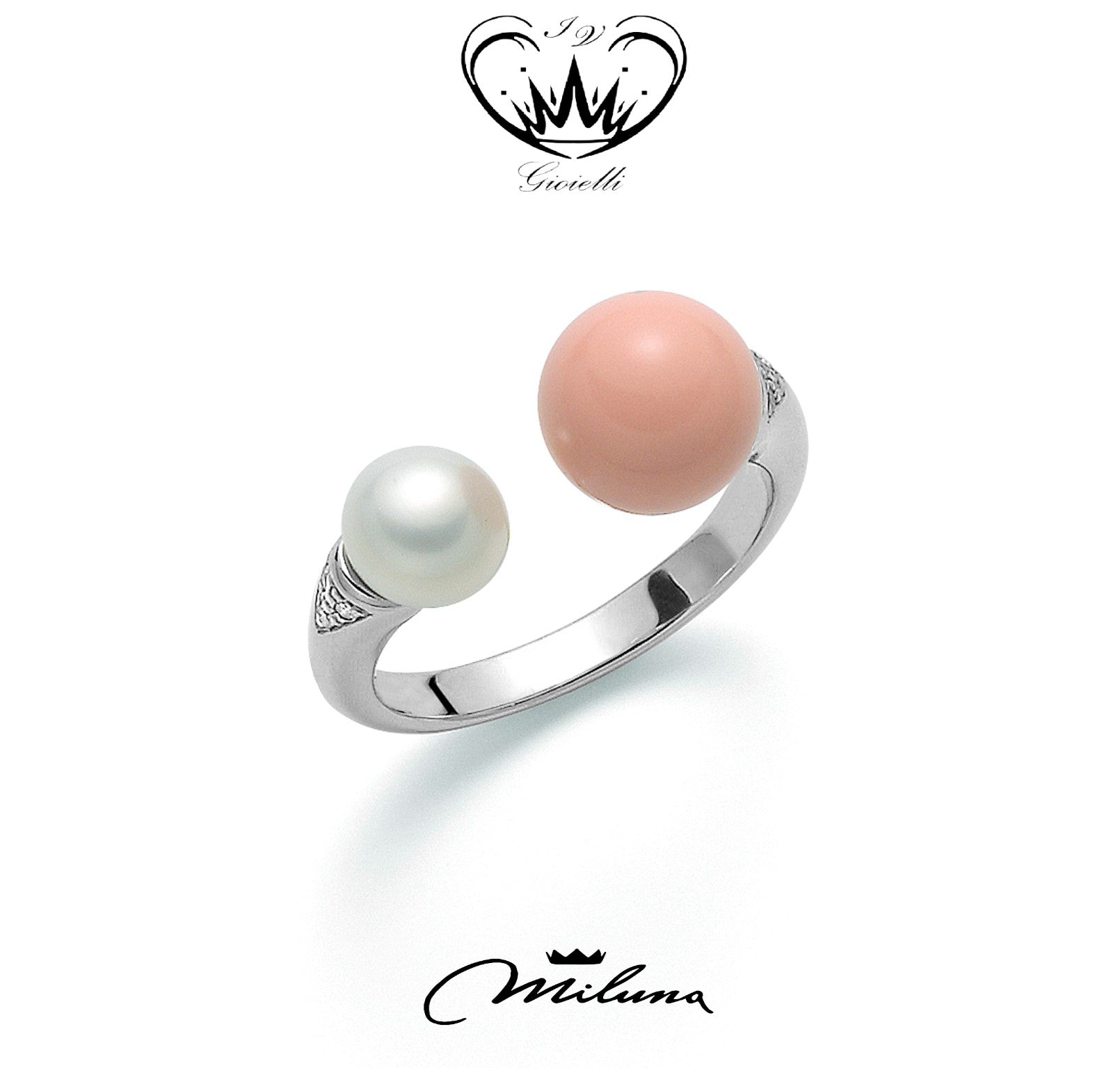 ANELLO MILUNA ARGENTO CORALLO ROSA PLI1602