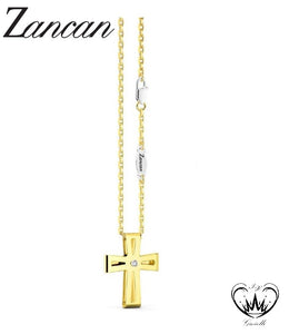 COLLANA ZANCAN CROCE E DIAMANTI ORO G 18KT ref.UC138GB