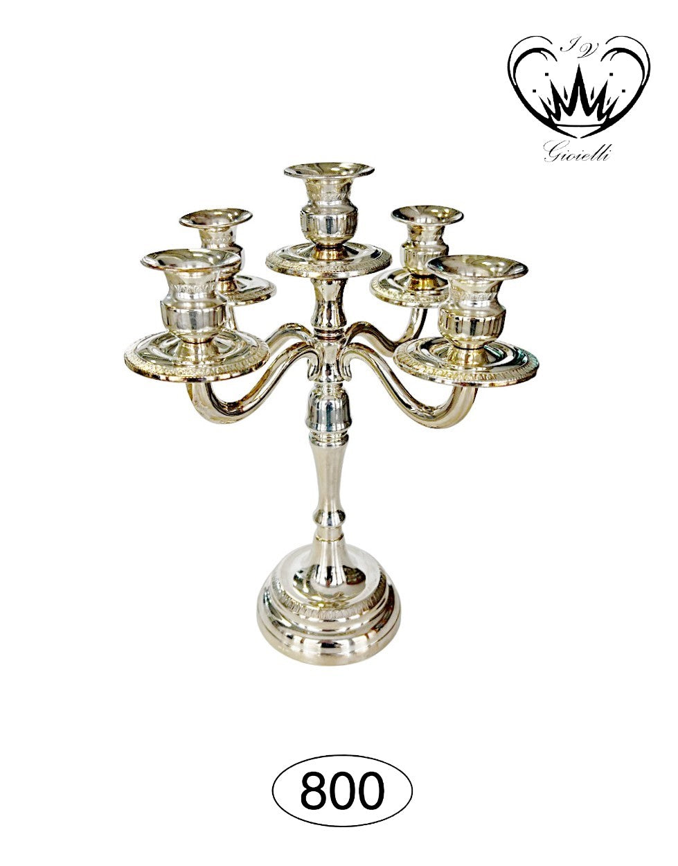 CANDELABRO 5 FIAMME IN ARGENTO 800 STILE IMPERO ref.10171010