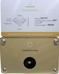 DIAMANTE BLISTERATO I GIOIELLI DEL SOLE CT 0,21  ref. FVS10.21